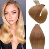 Real Human Hair Tape in Quality Ombre Extensions 2 Tones