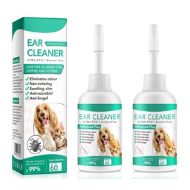 FunnAura 2PCS Dogs Ear Cleaner Solution, 60ml Dog Ear Drops, Effective Eliminates Stinky Stuff for Dogs Ears