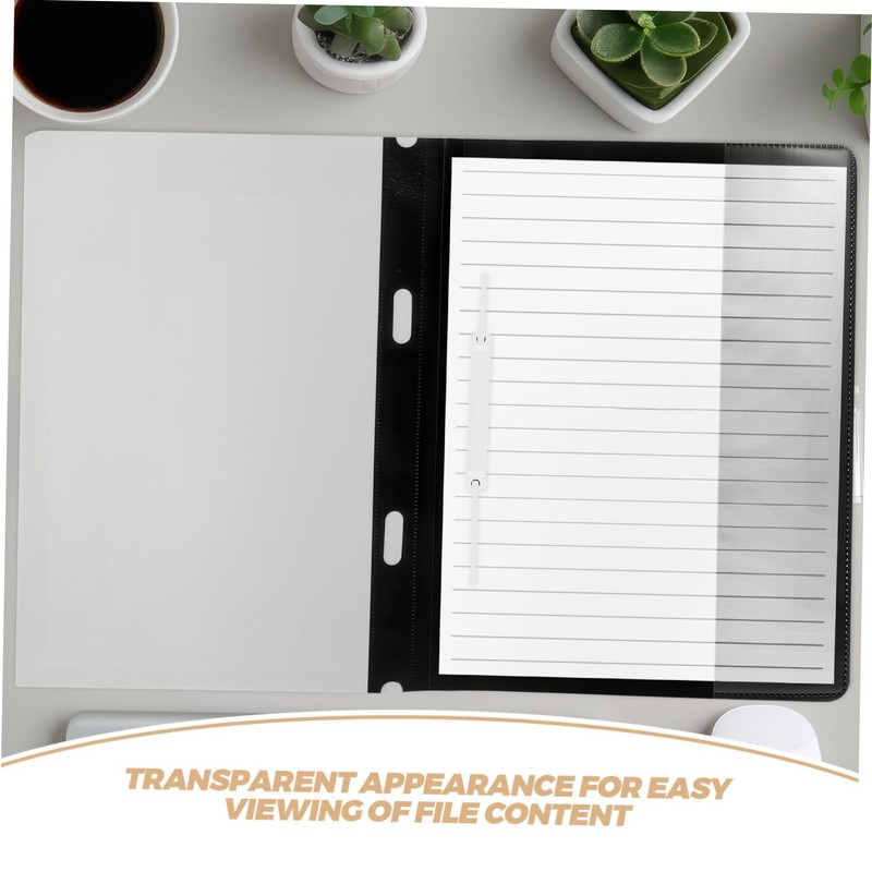 Operitacx 12pcs A4 Transparent 2 Hole Plastic File Folders Reusable