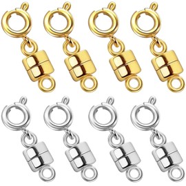 OHINGLT Magnetic Necklace Clasps and Closures,Gold and Silver Plated Jewelry Clasps Converters for Bracelet Necklaces Chain