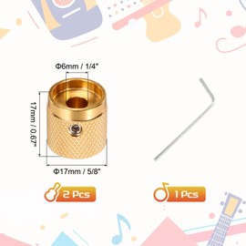 MECCANIXITY 2PCS Guitar Knobs Metal, Volume Tone Control Dome Knobs 1/4" x 5/8" x 0.67" Potentiometer Knobs with Wrench for Electric Guitar Bass, Gold