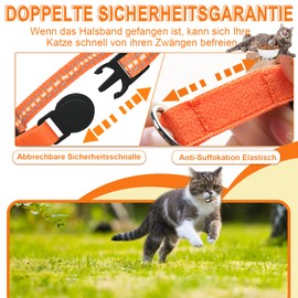 Airtag Cat Collar - Integrated Cat Collar Airtag Waterproof, Reflective Cat Collar with Breakable Safety Buckle & Elastic Elastic Band for Kittens Small Dogs (Orange S)