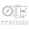 PIC Gauges PRO-202L-254R Center Back Mount Glycerin Filled Industrial Pressure