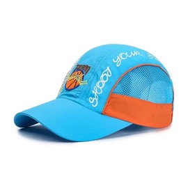 Ducclucc Toddler Baseball Cap for Boys with Mesh Kids Unstructured Adjustable Quick Dry Outdoor Summer Sports Hat (5-10 Years, Aqua Blue)