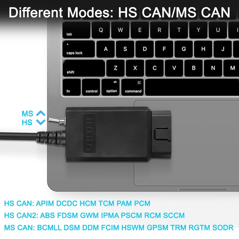 XMSJSIY USB OBD2 Scanner Adapter with MS-CAN/HS-CAN Switch OBDII Diagnostic