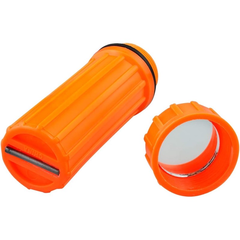 SE 3-IN-1 Orange Waterproof Match Storage Box with Signaling Mirror