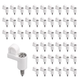 48pcs 3/8in Window Screen Clips with Screws, Nylon Diecast Door Glass Secure Fasteners Winter Holder Retainer Insert Latch Tabs for Hurricane Windows Storm Frame Panels Hardware Parts (White)