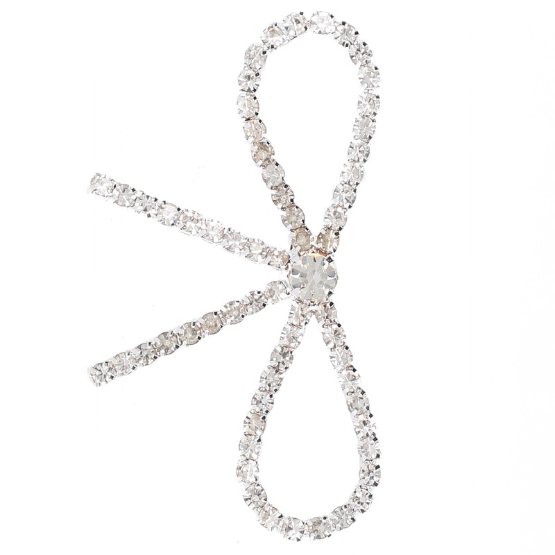10Pcs Diamond Rhinestone Bow Glass Flash Brooch Claw Chain Suit