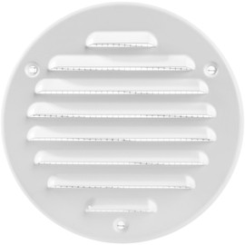 ECOPRO VENT White Metal 4'' Inch Round Ventilation Grille - Inside/Outside use - (Grille: 4''Ø/Cover Area: 5.25''Ø) - Air Vent Louver - Available 4 Sizes / 2 Types / 1 Color.