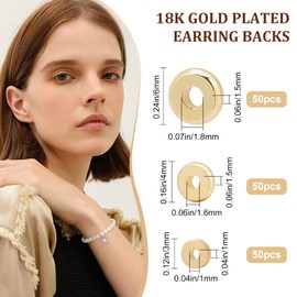 Beebeecraft 150 Pieces 3 Sizes Flat Round Spacer Beads 18K Gold Plated Disc Loose Jewellery Making Beads for DIY Bracelet Earrings Necklace