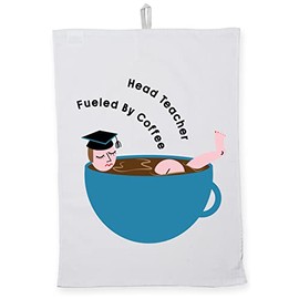 Hippowarehouse Female Head teacher fueled by coffee Tea Towel Eco Printed Dish Cloth Kitchen accessory 50cmx70cm 100% Cotton