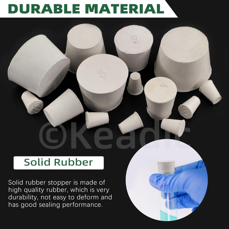 Keadic Solid Rubber Stopper Lab Plug Tapered Lab Seal Rubber