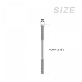 sourcing map Double Ended Stud Screws (M4 Thread 60mm Length) 5pcs, 304 Stainless Steel Dual Threaded Rod Bolts - for House Maintenance