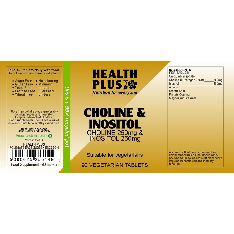 Health Plus Choline & Inositol Vitamin B Supplement - 90