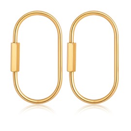 ZEYIYER 2 PCS Gold Carabiner Clip, Brass Key Ring Screw Lock Keychain, Gold Keychain Clip, Unisex Screw Carabiner Keyrings, Simple Style Key Charms for Handbags