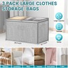 3 Pack 125L Grey Comforter Storage Bags, Clothes Storage Bags,