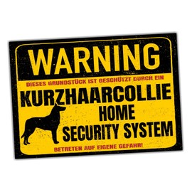 Short-haired Collie Sign Warning Security System Door Sign Dog Sign