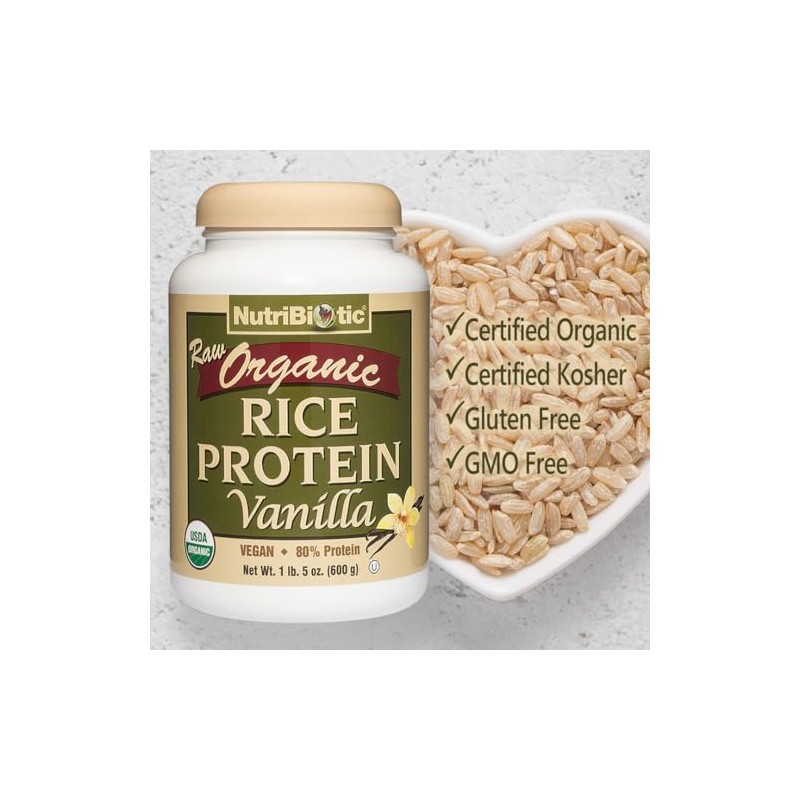 NutriBiotic, Organic Rice Protein, Vanilla, 1 lb 5 oz (600