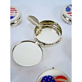 Ashtray Small Red White & Blue Pocket USA Patriotic Flip Top 6 Piece Flag