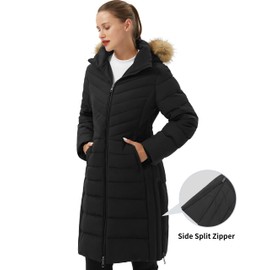Pioneer Camp Women's Winter Coats Warm Thicken Long Puffer Jacket Waterproof Quilted Parka with Removable Faux Fur Hood