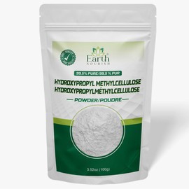 Earth Nourish Hydroxypropyl Methylcellulose (HPMC) Powder 3.52 Oz / 100g – Cosmetic-Grade Ingredient for DIY Skincare, Serums, Creams, and Industrial Formulations