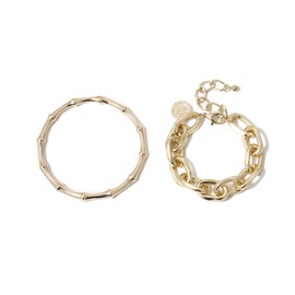 Dainty Simple Layering Bracelets Set for Women Simple Cute Charm Punk Bracelet Bracelet Set 2 Pcs (Golden, One size)