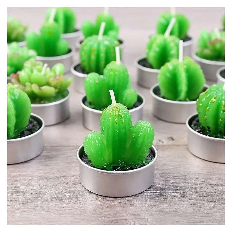 Vela Perfumada Con Diseño De Cactus En Maceta, 24 Piezas