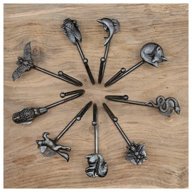 Knober Tierische Wandhaken –stabile Tierkopf-Haken für Wand & Vorhang – Vintage Look – vielseitig als Garderobenhaken oder Vorhanghalter nutzbar - Eule