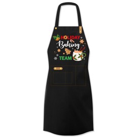 Dill-Dall Christmas Baking Aprons for Women Men Adults Adjustable Kitchen Cooking Aprons with 2 Pockets, Xmas Apron Gift for Bakers, Holiday Baking Team Apron Baking Spirits Bright