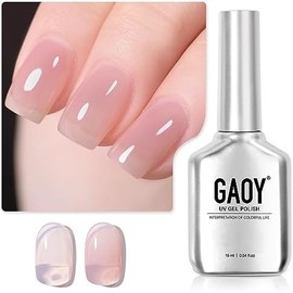 GAOY- Esmalte de uñas en gel Jelly Nude, esmalte en gel translúcido rosa transparente de 16 ml, secado con luz ultravioleta