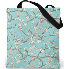 Loxato Tote Bag with Zip – Aesthetic Bag – Velvet Fabric Velluto – Women's Fabric Bag with Zip Large W 37 x H 42 cm – Jute Bag Printed – Women's Bag – Fabric Bag Aesthetic, Van Gogh Style 1