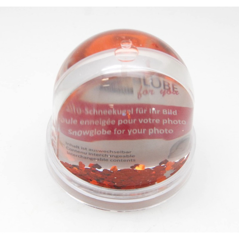 50009 Photo Snow Globe Large with Transparent Base and Hearts