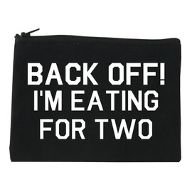 Back Off Im Eating For Two Funny Pregnancy Cosmetic Makeup Bag Black Small