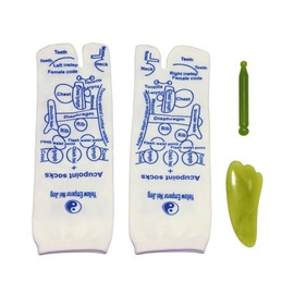 ZEN ZEOLITE Gua Sha and Acupressure Tool Set, Including A Gua Sha Tool, A Acupuncture Point Massage Pen and a Foot Reflexology Sock