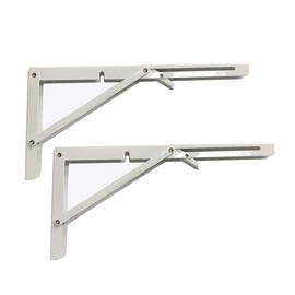 White Folding Shelf Brackets Max. Load 220 lb, Heavy Duty DIY Wall Mounted Shelf Bracket Space Saving for Table Work Bench (14 INCH-2PCS)