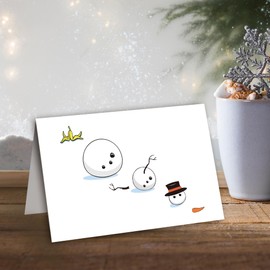 Heyshoo Funny Snowman Slipping Christmas Card, Holiday Greeting Card With Joke Cartoon, Naughty Xmas Card for Friend BFF, Humor Slip on A Banana Peel Card