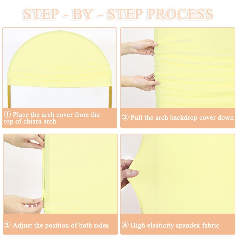 6.6FT Wedding Arch Cover Round Top Fitted Spandex Arch Yellow