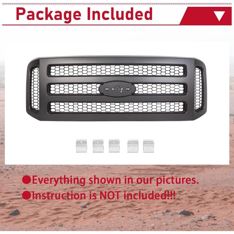 HECASA Front Grille Compatible with 2005-2007 Ford F250 F350 F450