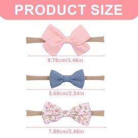 BIRLOZA Pack of 3 Baby Headband Bow Hair Bands Baby Headband Baby Girls Nylon Headband