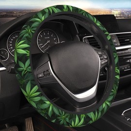 Fundas universales para volante de marihuana de marihuana de 15 pulgadas, antideslizantes, absorción de sudor, elasticidad, accesorios de coche, protector de volante, aplicable a todos los coches