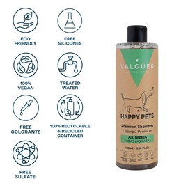 Valquer Premium-Hundeshampoo mit weißem oder hellem Fell, mit Panthenol und Lavendelextrakt, Hundeshampoo für Katzen, 400 ml, weißes Haar