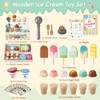 Wooden Ice Cream Toys for Kids Pretend Play Kitchen Food