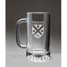 Jameson Irish Coat of Arms Glass Beer Mug (Sand Etched)