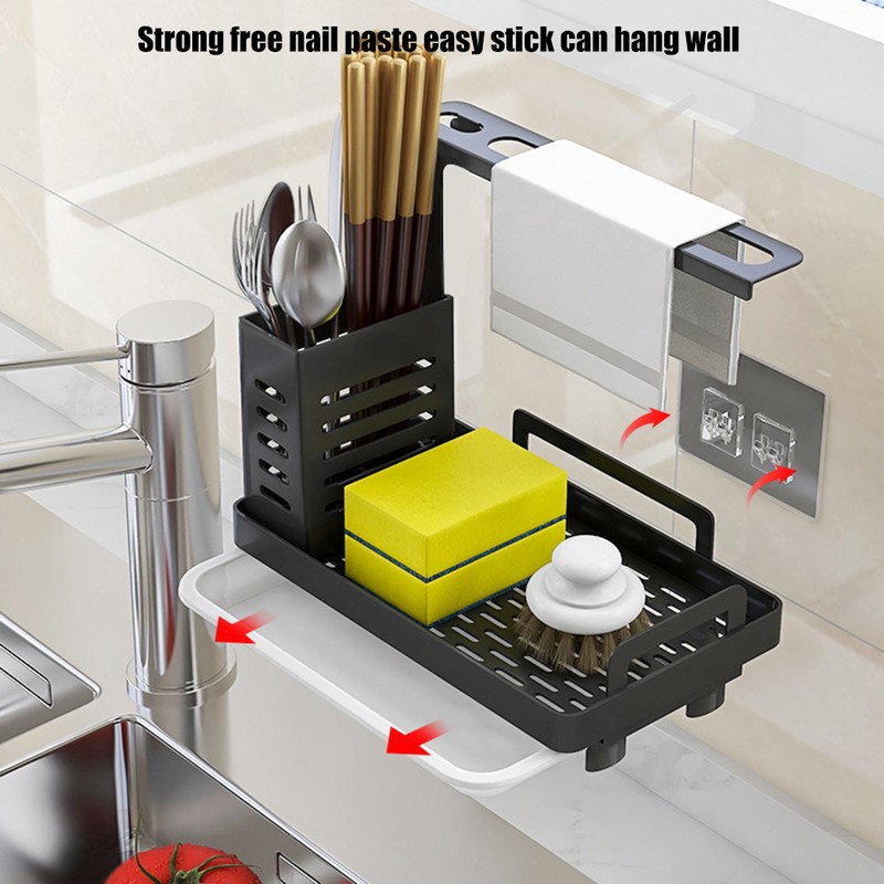 Kitchen Sink Caddy Organizer 304 Stainless Steel Sponge Soap Brushes