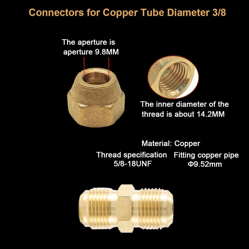 2Pieces Copper Pipe Extension Joint Connectors for Air Conditioning Pipe