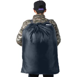 Extra Large Laundry Bag Backpack, 27” x 34”Sturdy Laundry Bag with Shoulder Straps Drawstring Closure Heavy Duty Foldable Backpack for College, Travel, Laundromat, Apartment (Navy | 2 Pack)