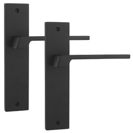 Decoranddecor Spectra Matt Black Backplate Door Handles Set – Modern Internal Handles, Art Deco Design, Durable, Easy-Install for Residential & Commercial Interiors
