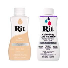 Rit Dye – 8 Oz. Liquid Fabric Dye for Clothing, Décor, and Crafts – Tan with Color Fixative