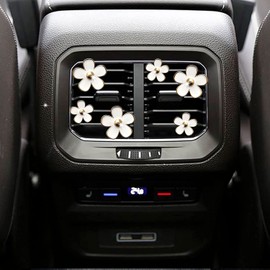 6 Pcs Daisy Air Vent Clips, Cute Flower Air Conditioning Outlet Clip Car Air Fresheners Vent Clips Car Interior Decor Charm Car Decoration Cute Car Accessories for Women Girls + Mask Hook(White)