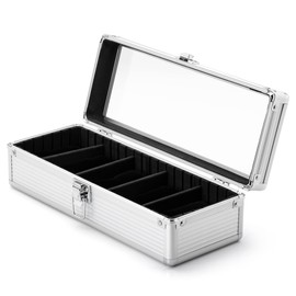 October1st 5 Watch Case Storage Aluminum Box for Men Watch Carrying Storage Interior Watch Box Shockproof (Silver) Automatic Accessories Collection